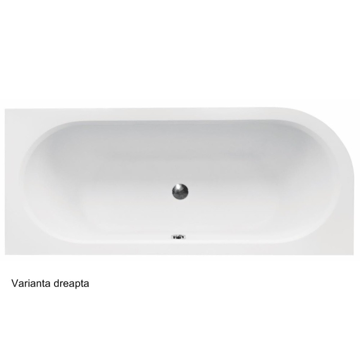 Cadă asimetrică acrilică Besco Avita 160x75 cm, montaj dreapta, alb, picioare incluse [3]