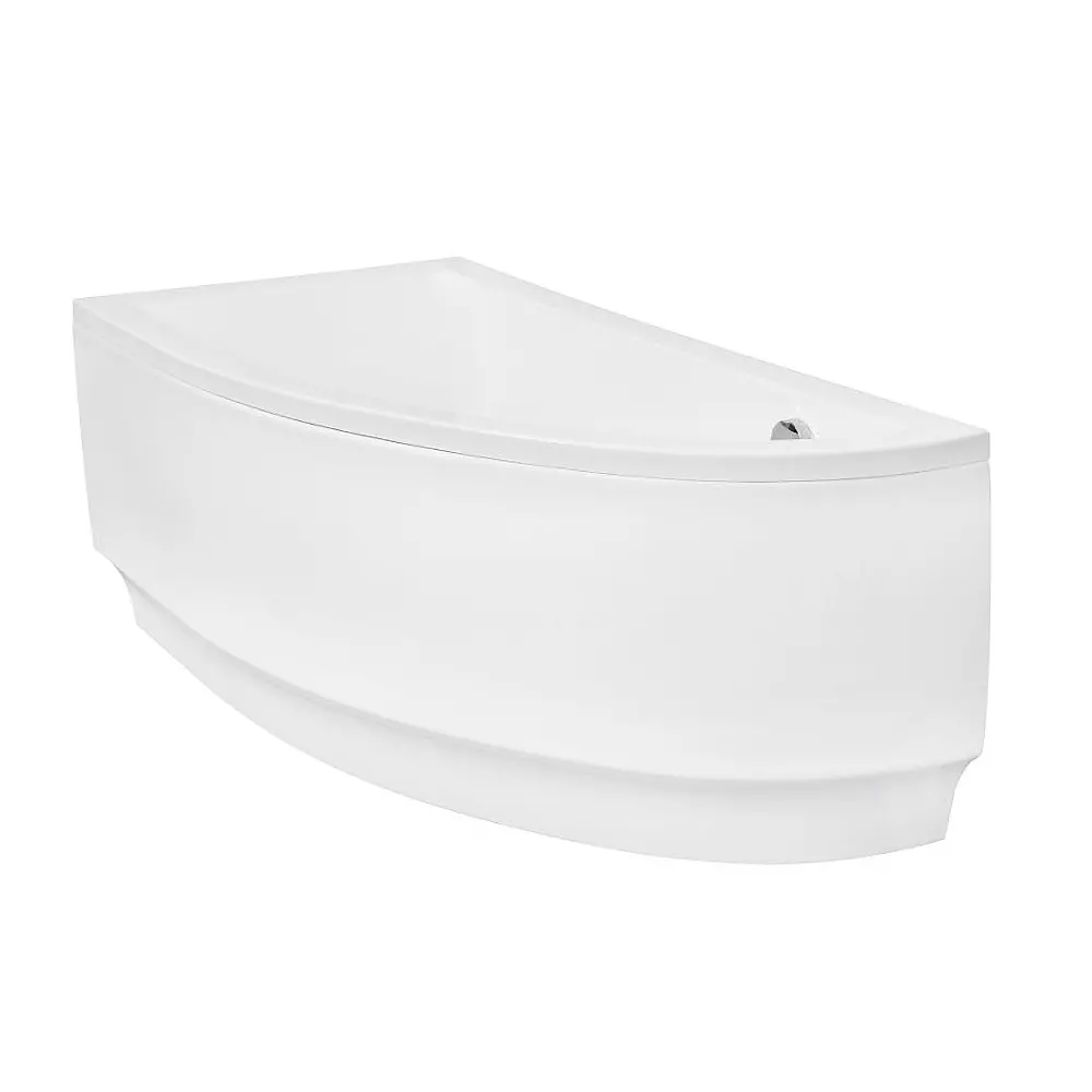 Cadă asimetrică acrilică Besco Praktika 150x70 cm, montaj stânga, alb, picioare incluse [2]