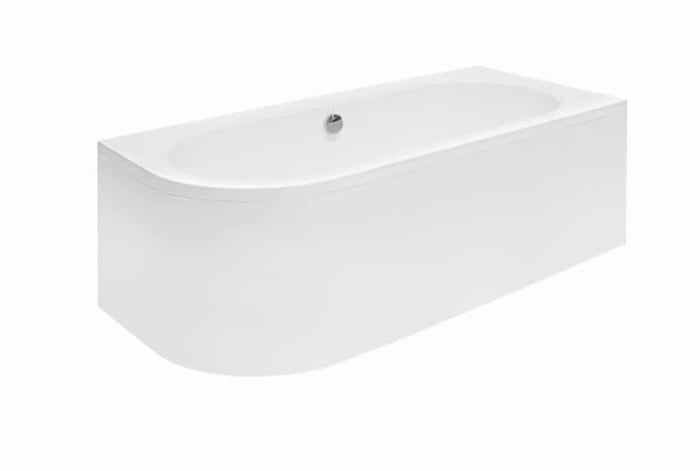 Cadă asimetrică acrilică Besco Avita 150x75 cm, montaj dreapta, alb, picioare incluse [1]