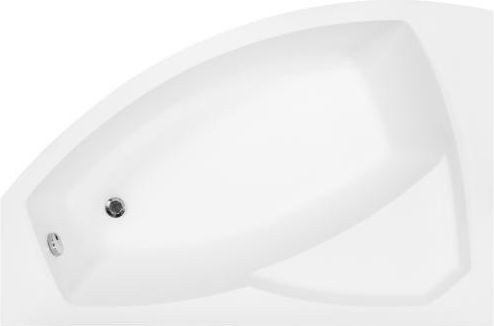Cadă asimetrică acrilică Besco Rima 130x85 cm, montaj stânga, alb, picioare incluse [1]