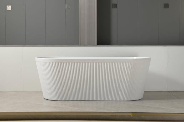 Cada baie freestanding cu riflaje 3D, dimensiune 170 x 75 cm, alb lucios, Scarlet Foglia [4]
