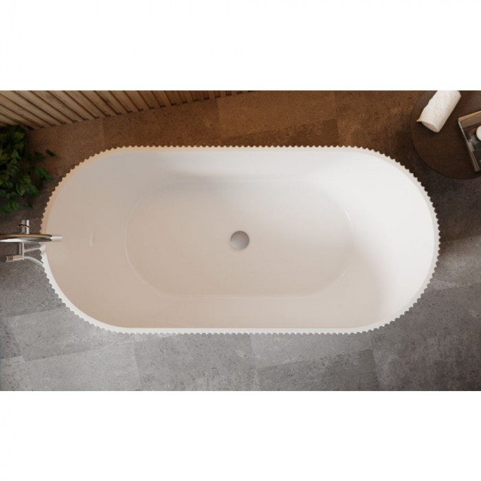 Cada baie freestanding cu riflaje 3D, dimensiune 170 x 75 cm, alb lucios, Scarlet Foglia [7]