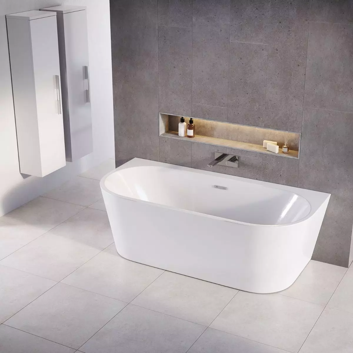 Cada baie freestanding, lipita de perete, 170 x 80 cm, Foglia Mara [1]