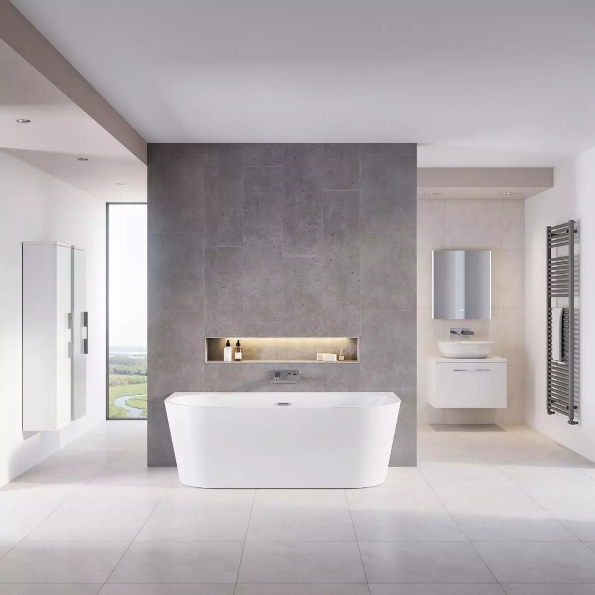 Cada baie freestanding, lipita de perete, 170 x 80 cm, Foglia Mara [2]