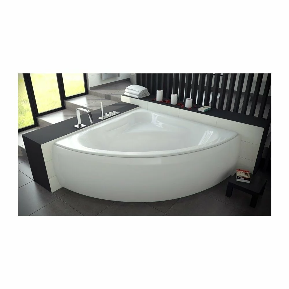 Cada de colț acrilică Besco Mia 120x120 cm, alb, picioare incluse [2]