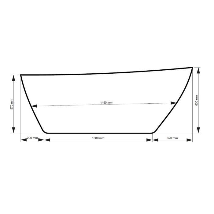Cada freestanding Besco Goya 160x70 cm, negru lucios, cu ventil click-clack negru mat [3]