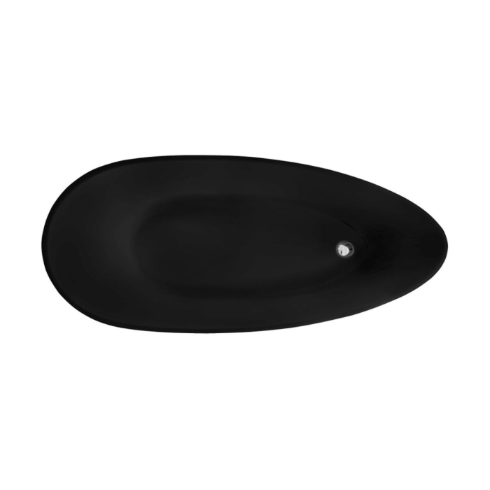 Cada freestanding Besco Goya 160x70 cm, negru lucios, cu ventil click-clack negru mat [2]