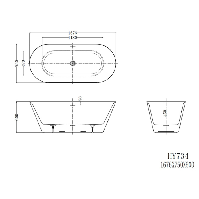 Viva Slim 168, cadă ovală fără bordură, acril alb, cu instalație completă [4]