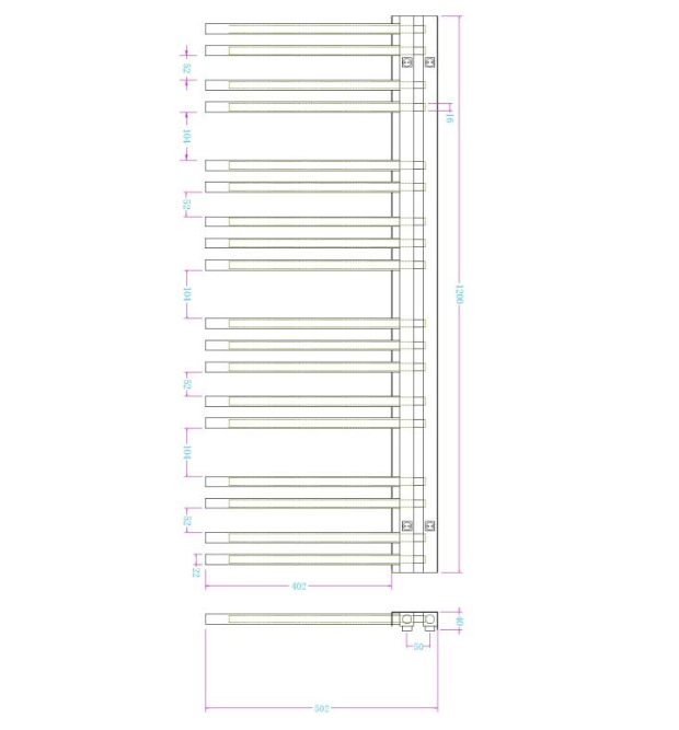 Calorifer portprosop WHITE LINE 1200x502mm - alb lucios [2]