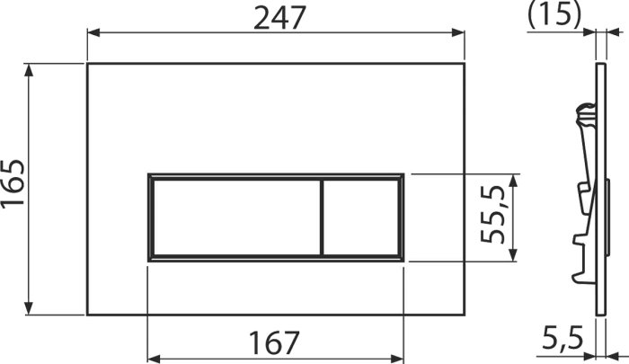 Clapetă acționare WC THIN M575, 5 mm, ABS, auriu lucios – design elegant și subțire [2]