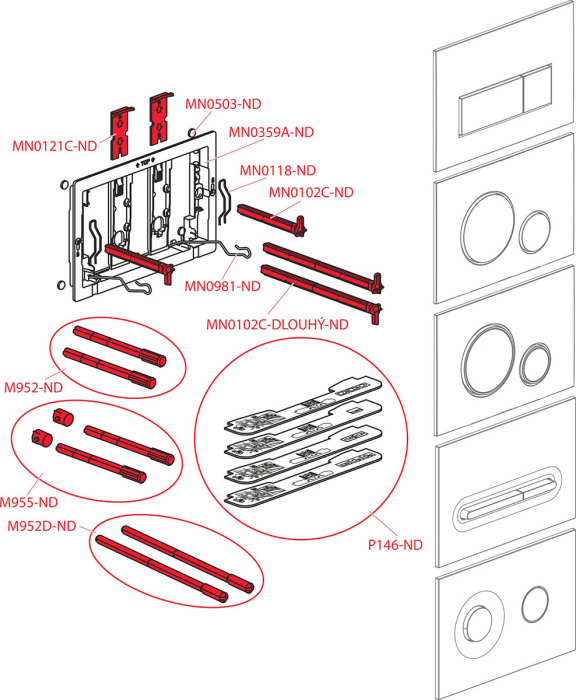 Clapetă acționare WC THIN M575, 5 mm, ABS, auriu lucios – design elegant și subțire [3]