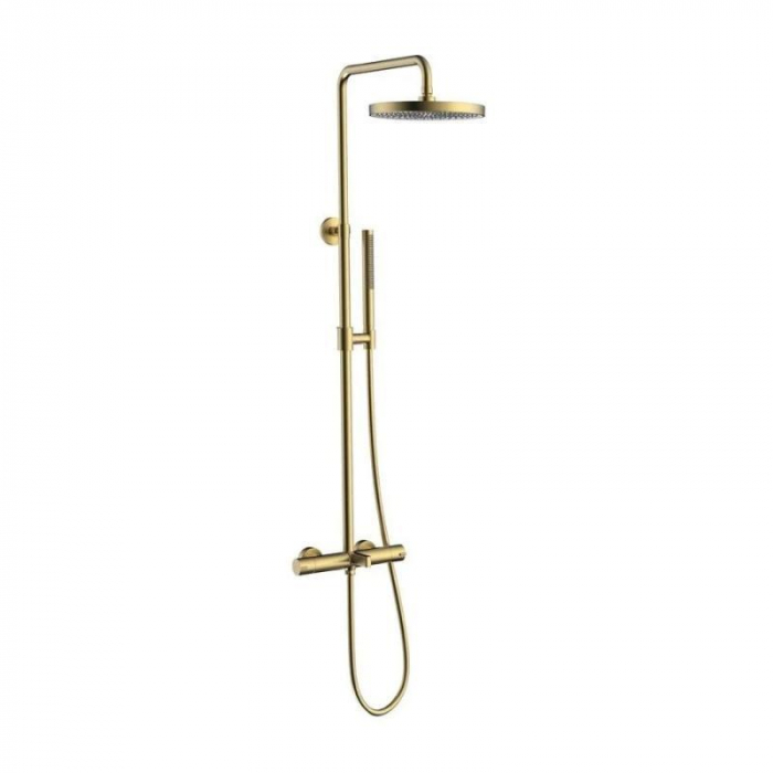 Coloana dus completa cu termostat ELEGANT cu  3 functii, montaj pe perete – Auriu periat [1]