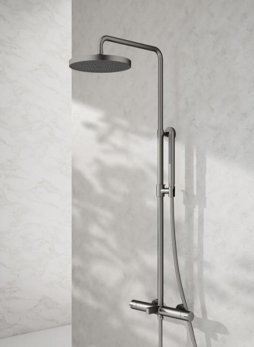 Coloana dus completa cu termostat ELEGANT, cu  3 functii, montaj pe perete – Gun metal [4]