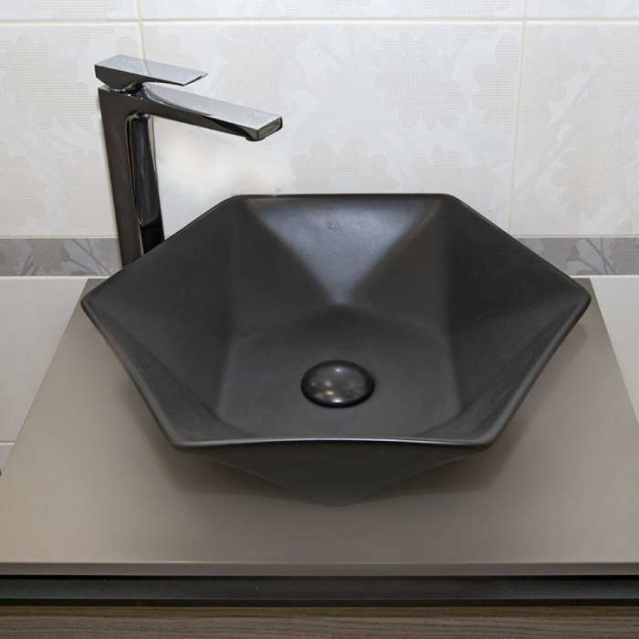 Lavoar pe blat Fluminia, Black Diamond, 49 x 49 cm, negru mat [5]