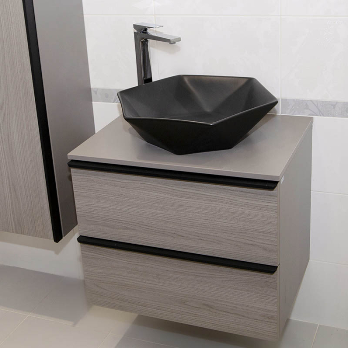 Lavoar pe blat Fluminia, Black Diamond, 49 x 49 cm, negru mat [6]