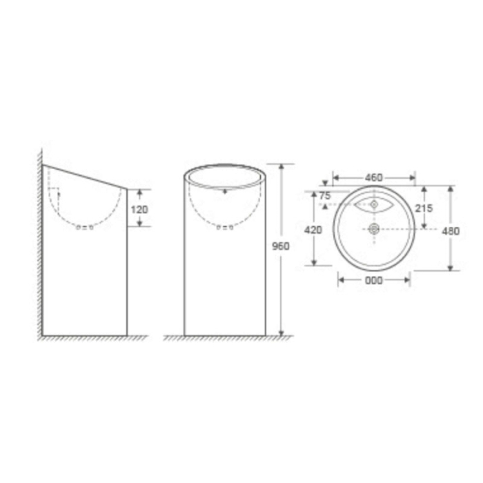 JUSSAC-46, LAVOAR STATIV, CU ORIFICIU PENTRU BATERIE, CU PREAPLIN, ALB, 46X48X96 CM, G008 [2]