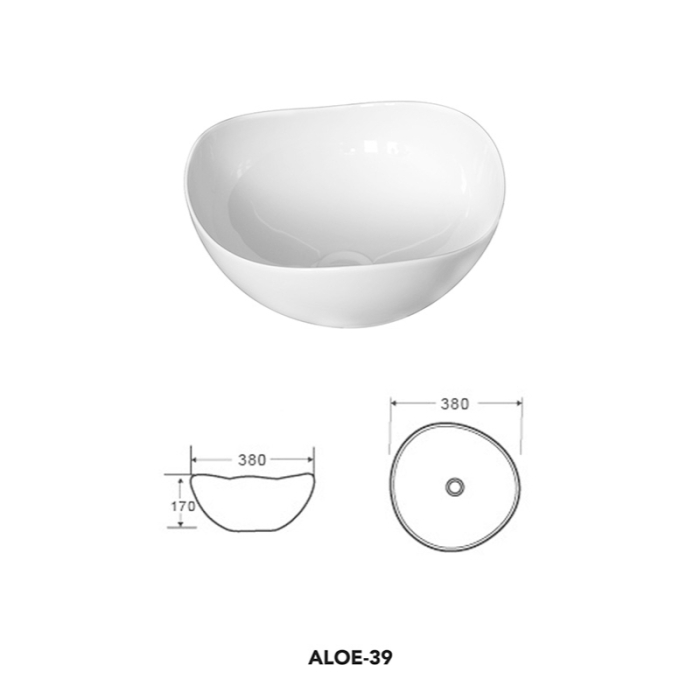 Lavoar pe blat Fluminia Aloe-39, amorf, 38,5 x 38 cm, alb [4]