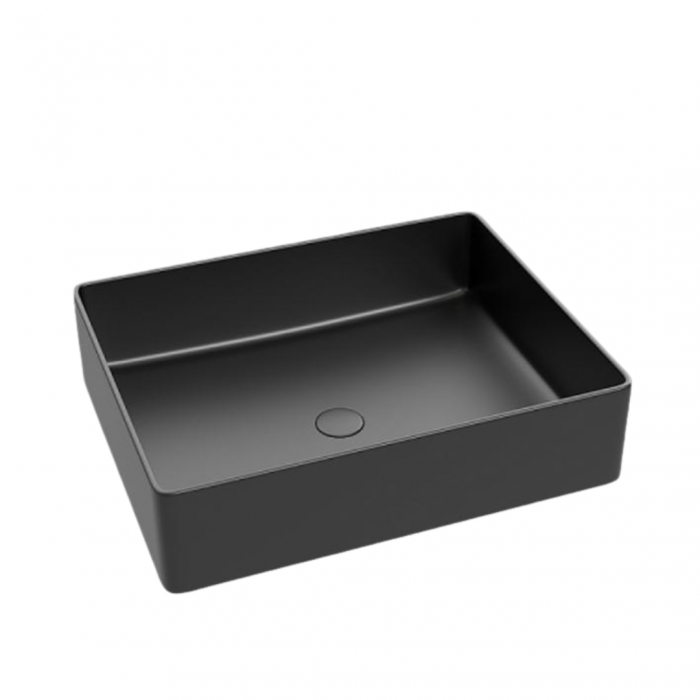 Lavoar baie dreptunghiular pe blat, negru mat, fara ventil, Foglia, Color [2]