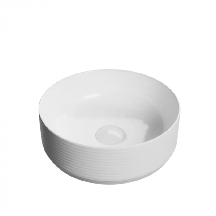 Lavoar baie pe blat, alb, rotund, linii 3D, Foglia Line [2]