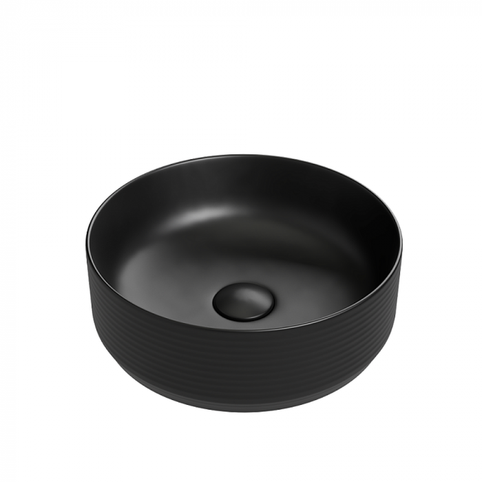 Lavoar baie pe blat, negru mat, rotund, linii 3D, Foglia, Line [2]