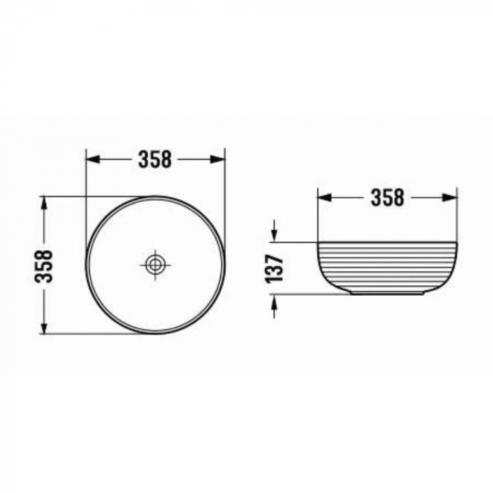 Lavoar baie pe blat, alb, rotund, linii 3D, Foglia Line [3]