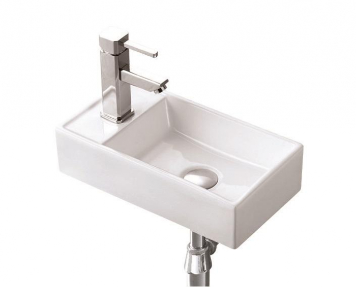 Lavoar mini dreptunghiular AUSTIN, pe partea stângă, montaj în perete 40x22cm - alb [1]