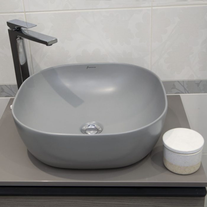 Lavoar pe blat Fluminia Calio-MG, pătrat, 42 x 42 cm, gri mat [6]