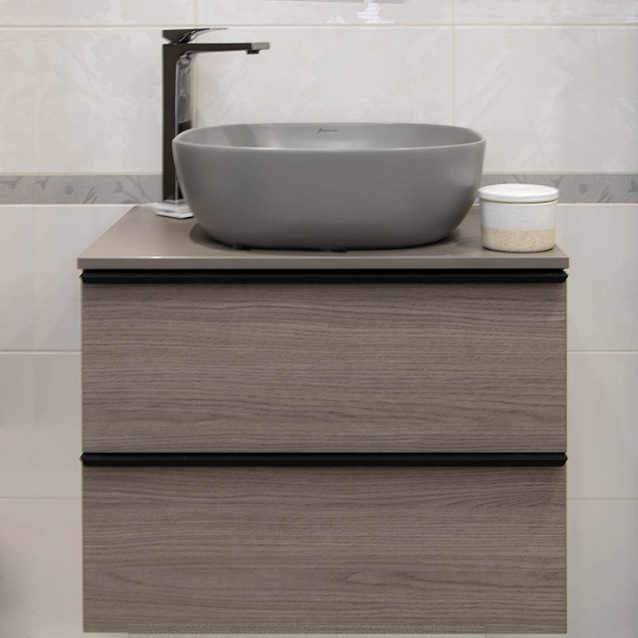 Lavoar pe blat Fluminia Calio-MG, pătrat, 42 x 42 cm, gri mat [5]