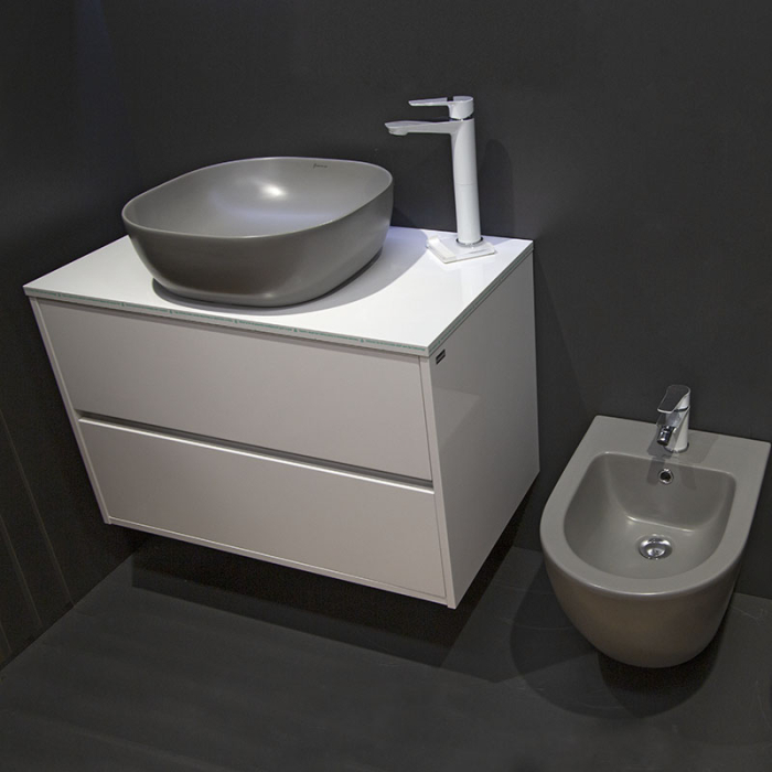 Lavoar pe blat Fluminia Calio-MG, pătrat, 42 x 42 cm, gri mat [4]