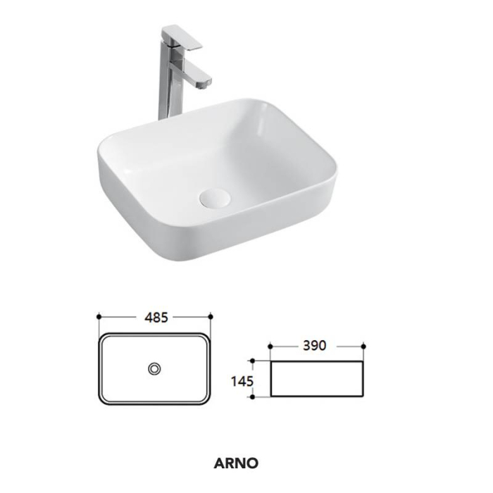 Lavoar pe blat, Fluminia, Arno, dreptunghiular, 48.5 x 39 cm, alb [6]