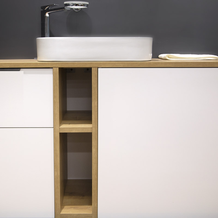 Lavoar pe blat Fluminia Capri 55, dreptunghiular, 55 x 38 cm, alb [6]