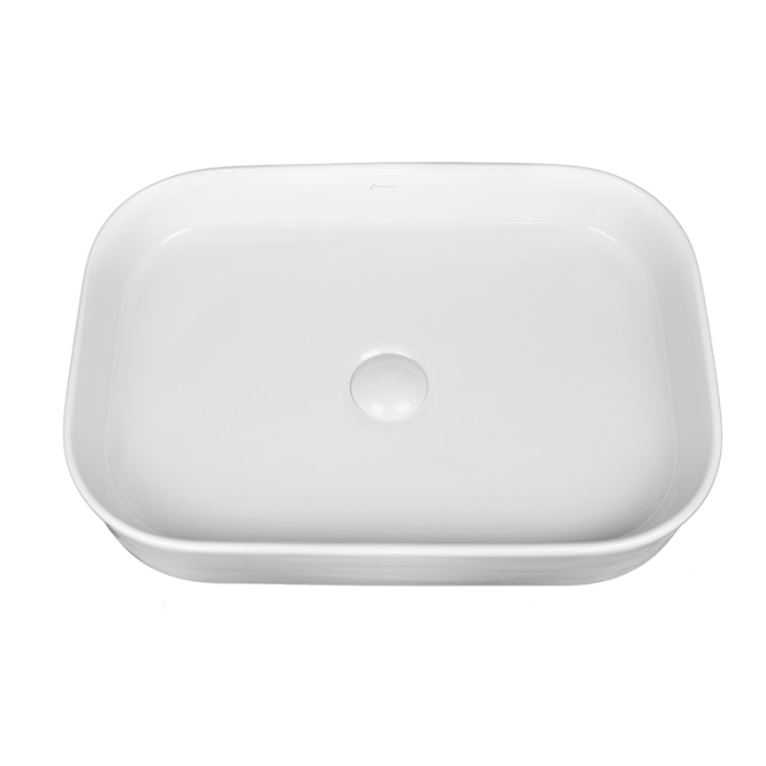 Lavoar pe blat Fluminia Capri 55, dreptunghiular, 55 x 38 cm, alb [3]