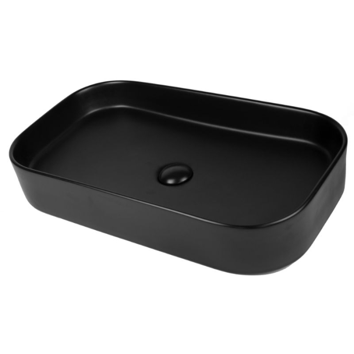 Lavoar pe blat Fluminia Capri 65, dreptunghiular, 65 x 38 cm, negru mat [1]
