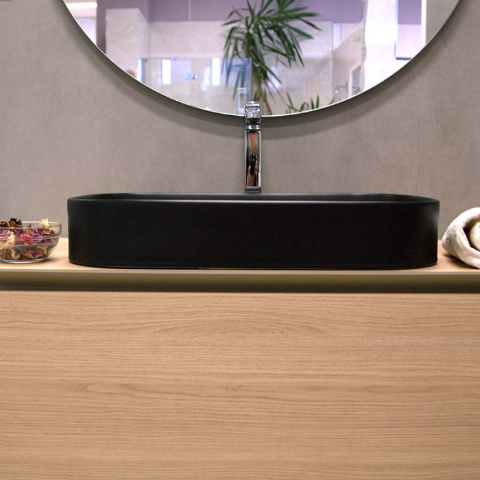 Lavoar pe blat Fluminia Capri 65, dreptunghiular, 65 x 38 cm, negru mat [5]