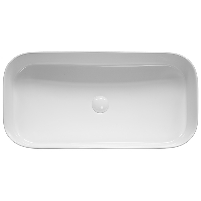 Lavoar pe blat Fluminia Capri 75, dreptunghiular, 75 x 38 cm, alb [2]
