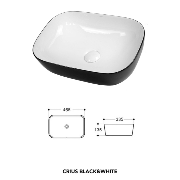 Lavoar pe blat, Fluminia, Crius, dreptunghiular, 46.5 x 33.5 cm, alb-negru [2]