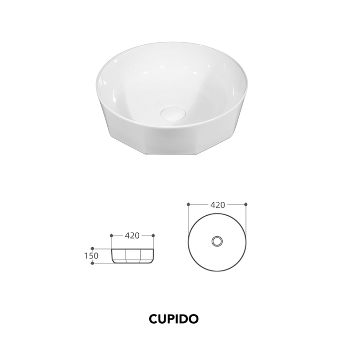 Lavoar pe blat Fluminia, Cupido, 42 cm, cu bază poligonală, alb [4]