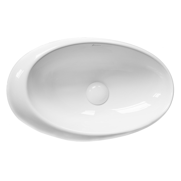 Lavoar pe blat Fluminia Egg, oval, fără orificiu pentru baterie, 49x31 cm, alb [3]