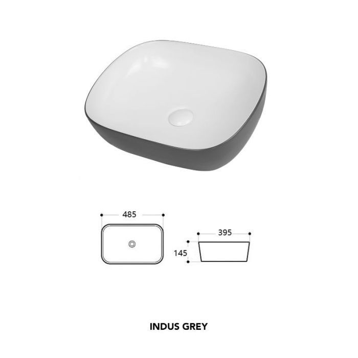 Lavoar pe blat, Fluminia, Indus, dreptunghiular, 48.5 x 39.5 cm, alb-gri [2]
