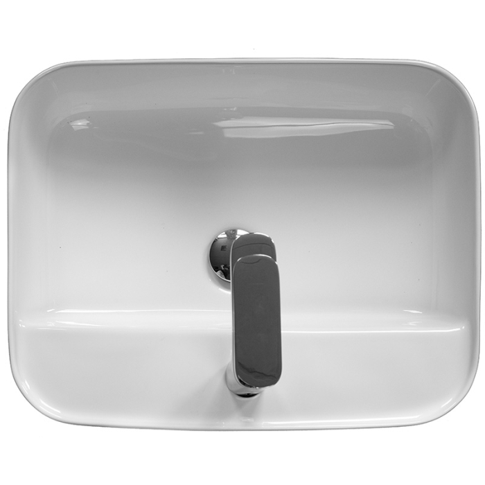 Lavoar pe blat Fluminia Juno-50, dreptunghiular, 50 x 40 cm, alb [3]