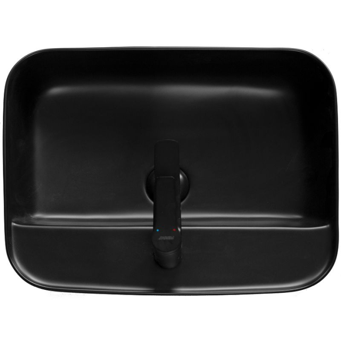 Lavoar pe blat Fluminia Juno-50MB, dreptunghiular, negru mat, cu orificiu pentru baterie, fără preaplin, 50 x 40 x 13 cm [3]