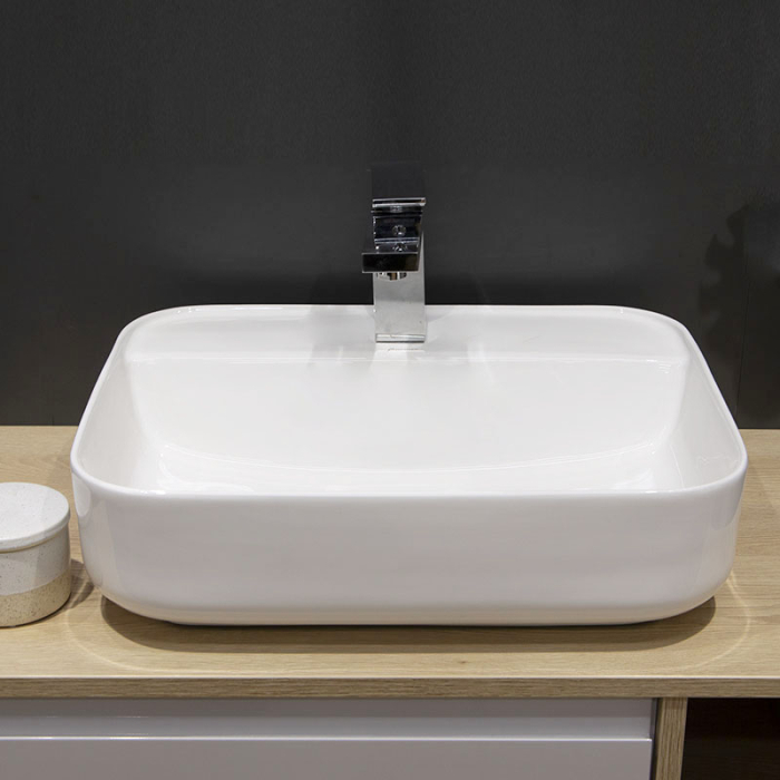 Lavoar pe blat Fluminia Juno, dreptunghiular, 55 x 45 cm, alb [5]