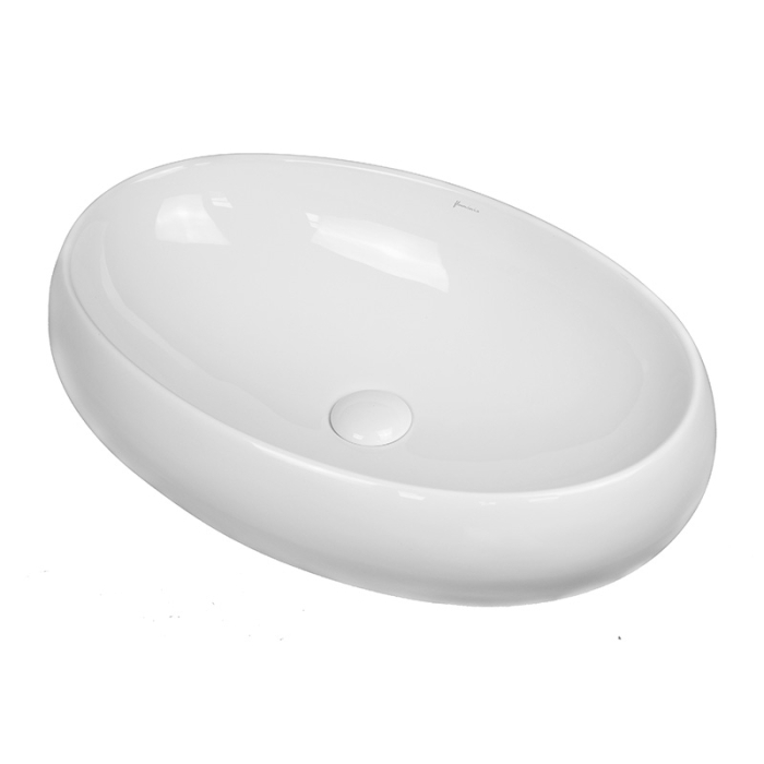 Lavoar pe blat Fluminia Lheea, oval, fără orificiu pentru baterie, 58,5x40 cm, alb [1]