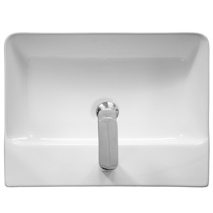 Lavoar pe blat Fluminia Mercur-46, dreptunghiular, 46 x 42 cm, alb [2]