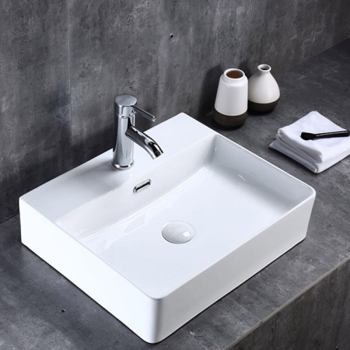 Lavoar pe blat Fluminia Mercur-52, dreptunghiular, 52 x 42 cm, alb [5]