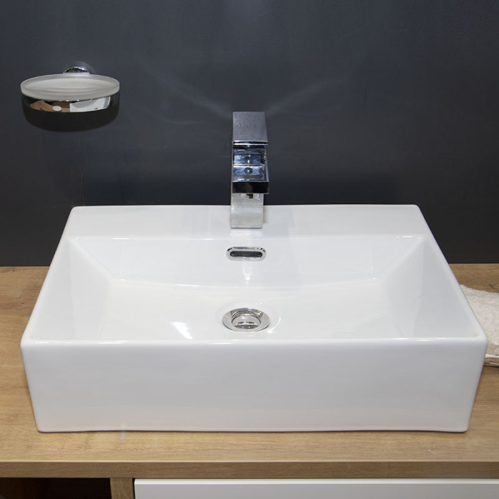 Lavoar pe blat Fluminia Mercur-52, dreptunghiular, 52 x 42 cm, alb [6]