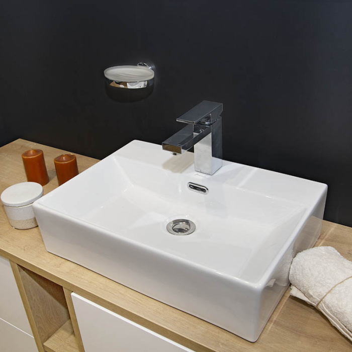 Lavoar pe blat Fluminia Mercur-52, dreptunghiular, 52 x 42 cm, alb [7]