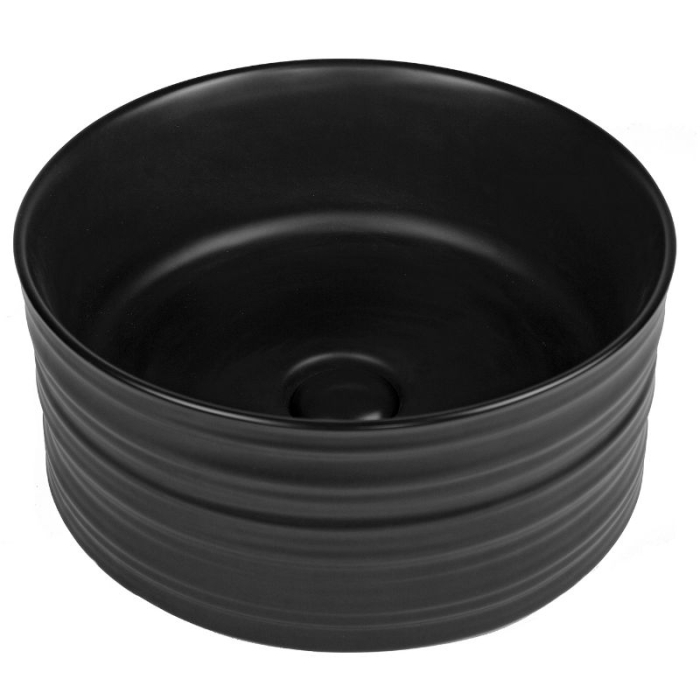 Lavoar pe blat Fluminia My Black Circle, rotund, diametru 41 cm, cu ventil, negru mat [1]