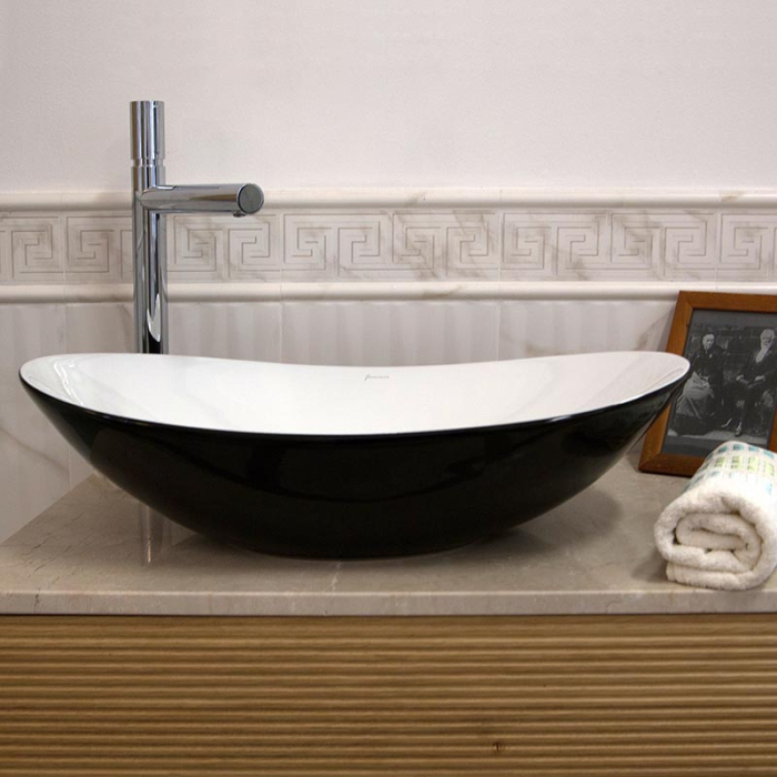 Lavoar pe blat, Fluminia, My Night, oval, 60,5 x 36 cm, alb-negru [8]