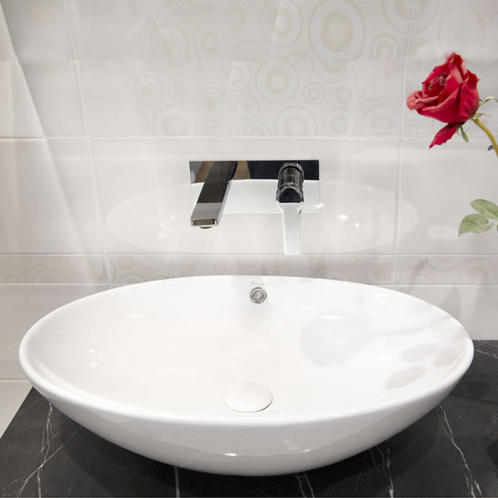 Lavoar pe blat Fluminia Nil, oval, 63,5 x 41,5 cm, alb [3]